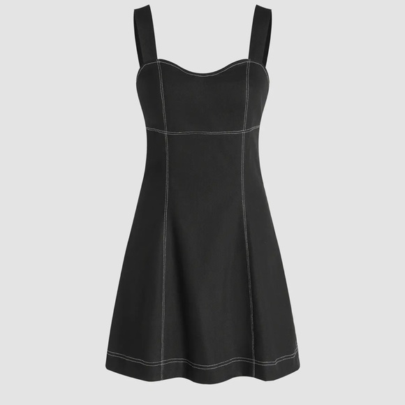 Cider Dresses & Skirts - Black Denim Topstitch Dress
